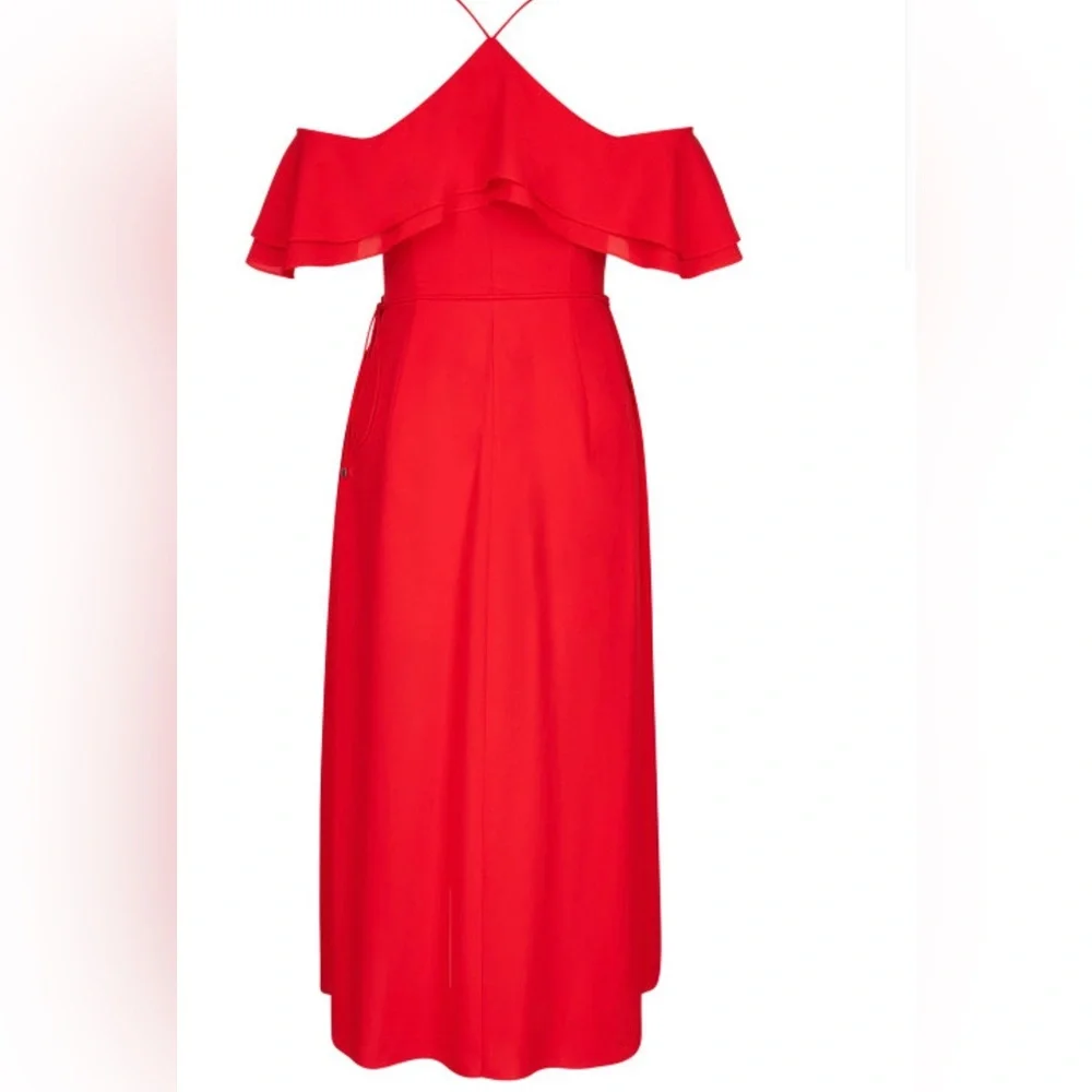 Formal dress City chic size L (20) sexy red dress Hot Deep v neck, cold shoulder - Picture 5 of 16